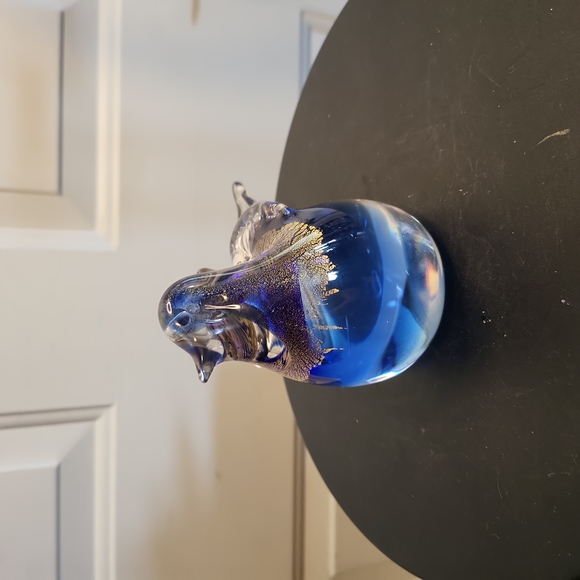 Hand Blown Glass Blue Bird with Gold Flakes - Picture 3 of 10